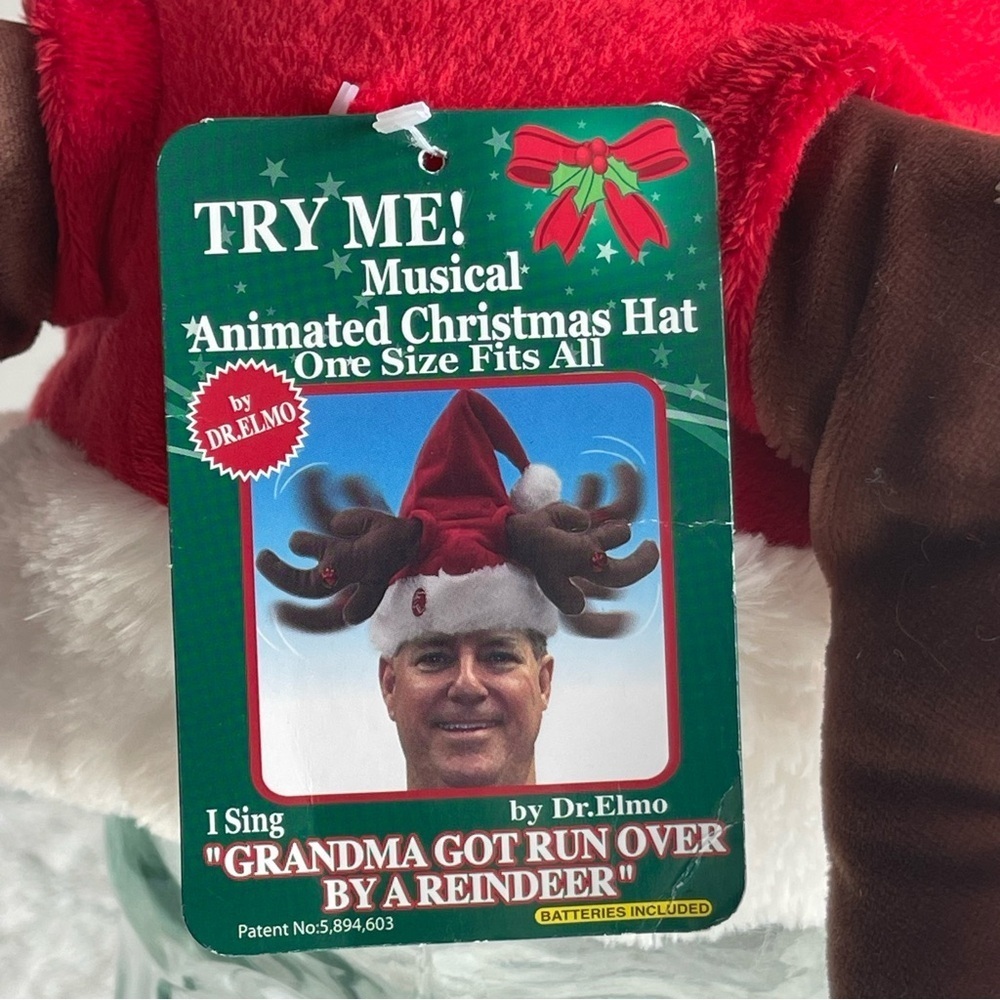 Musical Animated Christmas Hat with Reindeer Antlers